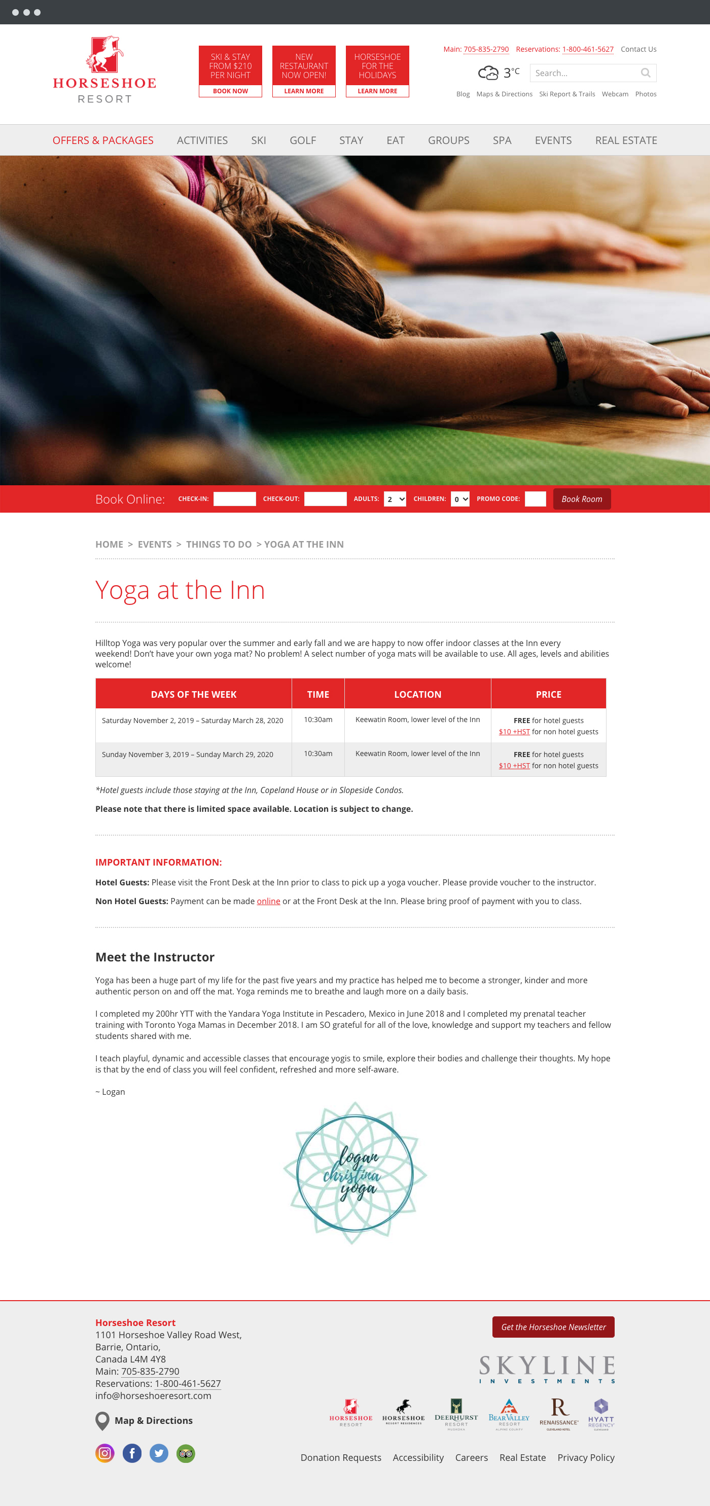 Horseshoe Resort website design 2